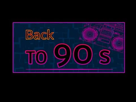 Back to the 90s Neon Light Retro Template Design Stock Illustration