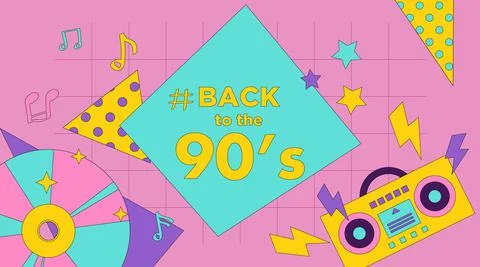 "Back To The 90's" Retro Style Poster Vector Illustration. Stock Illustration