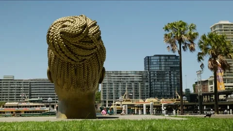 The back of Ancient Feelings statue time lapse in Sydney 4K Stock Footage 327572958