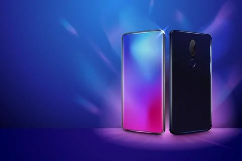 Back and front smartphone view. Realistic mobile phone in different views. .. Stock Illustration