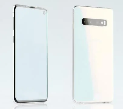 Back and front view of white samsung galaxy s10 Stock Photos
