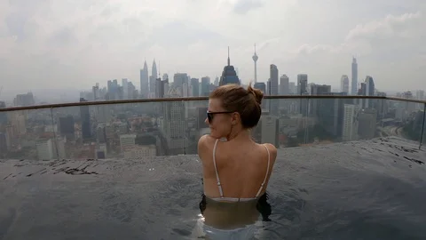 Back and front view of young girl european appearance Stock Footage 128958946