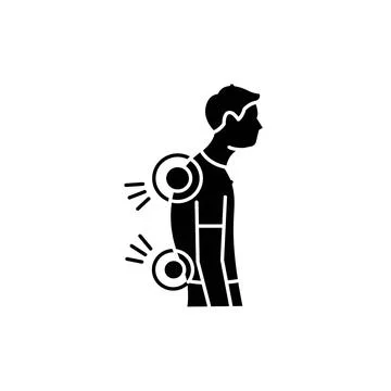 Back and posture problems. olor line icon. Computer-induced medical problem.  Stock Illustration