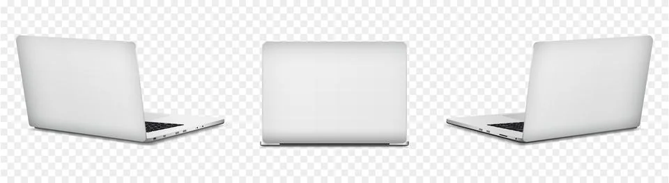Back and side view of laptop computer isolated on transparent background Stock-Illustration