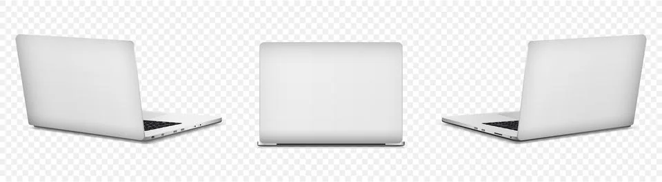Back and side view of laptop computer isolated on transparent background Stock Illustration