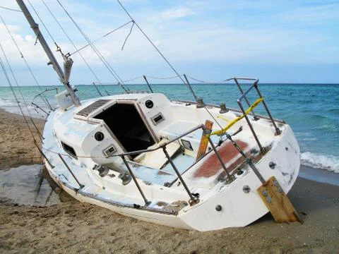 Back Angle Sailboat Beach Side Stock Photos