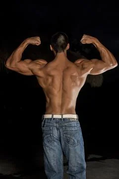 Back arms of strong man Stock Photos
