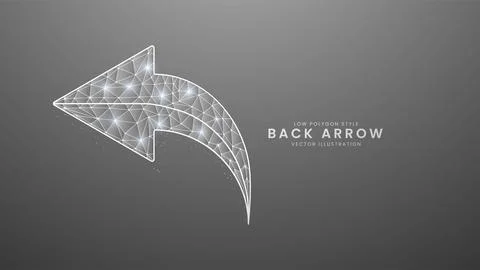 Back arrow for direction. Gray line return arrow, Modern digital low polygo.. Stock Illustration