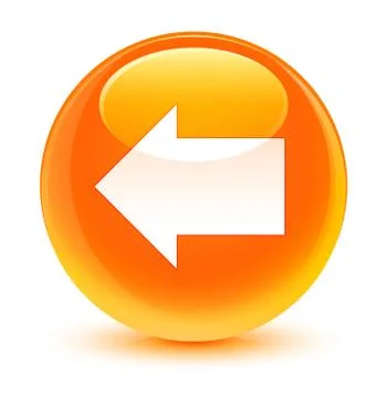 Back arrow icon glassy orange round button Stock Illustration