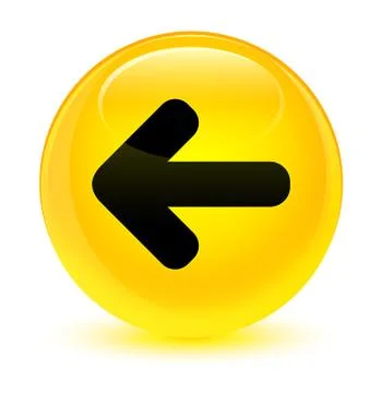 Back arrow icon glassy yellow round button Stock Illustration
