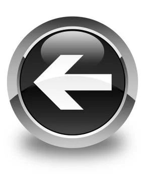 Back arrow icon glossy black round button Stock Illustration