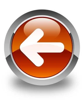 Back arrow icon glossy brown round button Stock Illustration