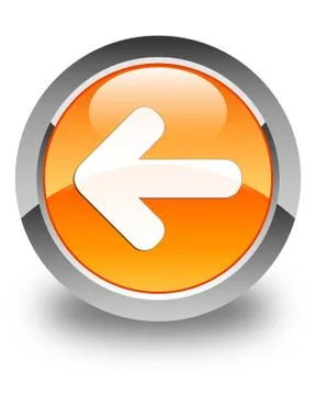 Back arrow icon glossy orange round button Stock Illustration