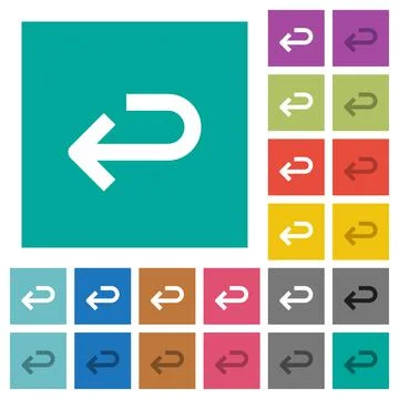 Back arrow square flat multi colored icons Illustrazione stock