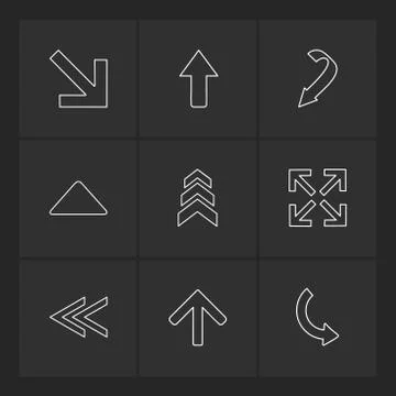 Back , arrows , directions , left , right , pointer ,eps icons set vector Stock Illustration