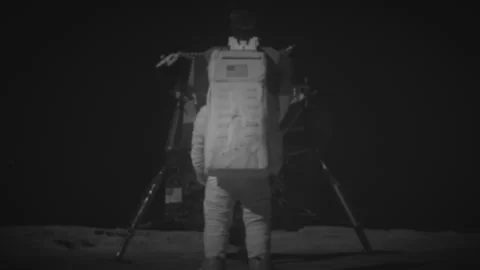 Back Of Astronaut Armstrong On The Moon Surface Stock-Footage 289765730