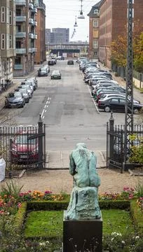Back of Auguste Rodins The Thinker statue Stock-Fotos