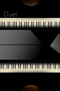 Back to back pianos seen from above are lined up for a duet performance in th Stock Illustration
