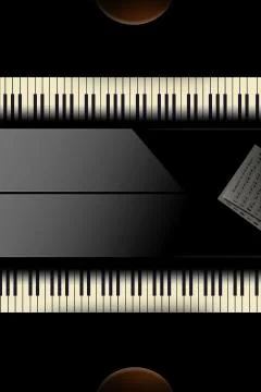 Back to back pianos seen from above are lined up for a duet performance in th Illustrazione stock