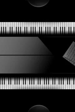 Back to back pianos seen from above are lined up for a duet performance in th Stock Illustration
