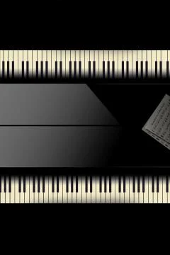 Back to back pianos seen from above are lined up for a duet performance in th Stock Illustration