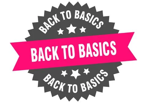 Back to basics. back to basics round pink label isolated on transparent bac.. Stock Illustration
