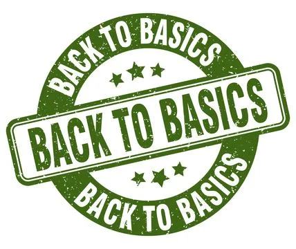 Back to basics stamp. back to basics label. round grunge sign Stock Illustration