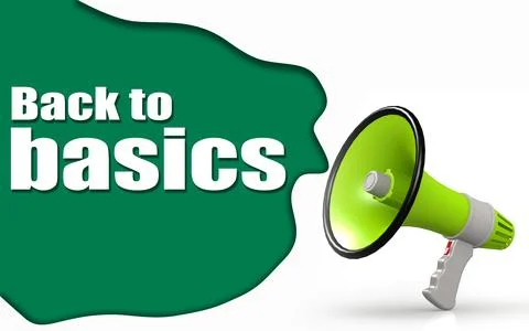 Back to basics word with megaphone Stock Illustration