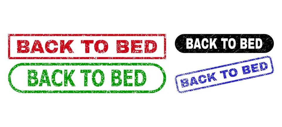 BACK TO BED Rectangle Stamp Seals Using Corroded Surface Stock Illustration