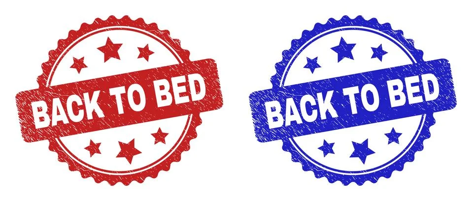 BACK TO BED Rosette Seals with Rubber Texture Stock Illustration