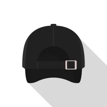 Back of black baseball cap icon, flat style Stock Illustration
