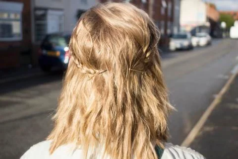 Back of a blond womans head Stock Photos