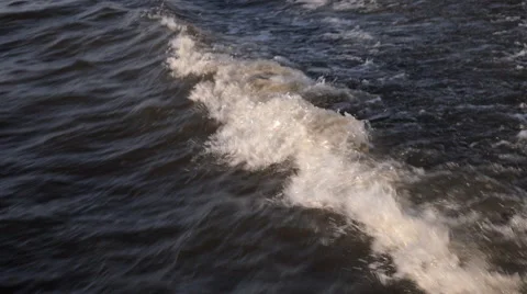 Back Boat River Waves Stock Footage 50369852