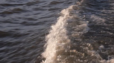 Back Boat River Waves Sunset Stock Footage 50369848