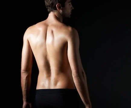 Back, body and man in studio with muscles, physique and wellness for fitness pro Stock Photos