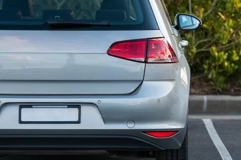 Back bumper and back lights of silver car Stock Photos