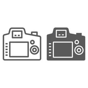 Back camera line and glyph icon, electronic Stock Illustration