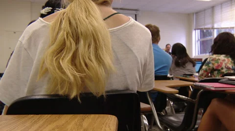 Back of college students head in a classroom 3 Stock-Footage 56557024