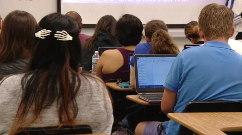 Back of college students heads Stock Footage 56557606