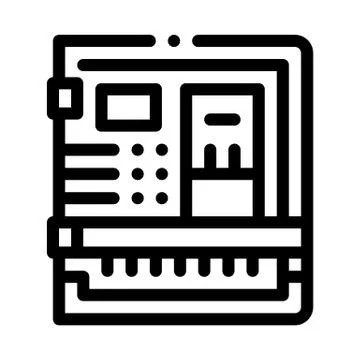 Back of computer system with ports black icon vector illustration Stockillustratie