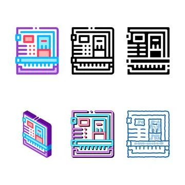 Back of computer system with ports color series icon vector イラスト素材