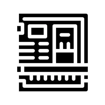 Back of computer system with ports icon vector glyph illustration Stock Illustration