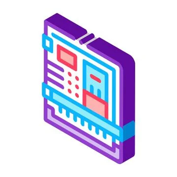 Back of computer system with ports isometric icon vector illustration Stock Illustration
