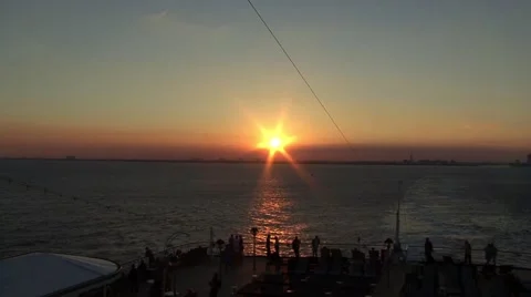Back of Cruise Ship Sunset 스톡 동영상 53046895