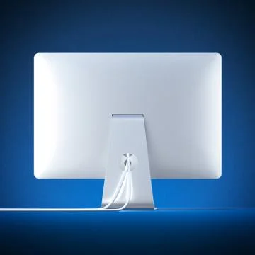 Back of display isolated on blue Illustrazione stock