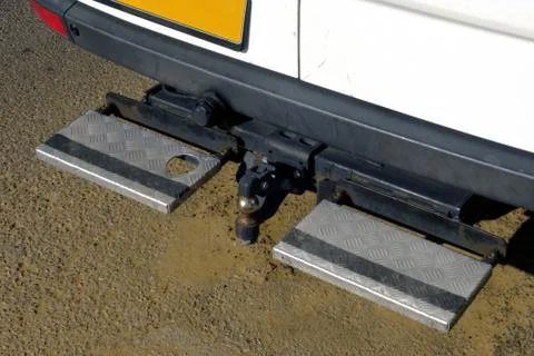 Back door step of minibus Stock Photos