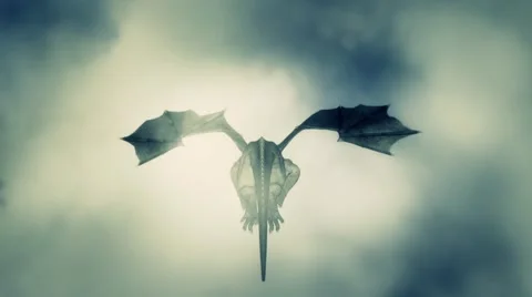 Back of a Dragon Flying Through the Clouds Stock Footage 65133912