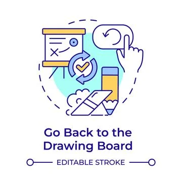 Back to drawing board multi color concept icon Stock Illustration