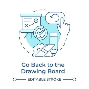 Back to drawing board soft blue concept icon Stock Illustration