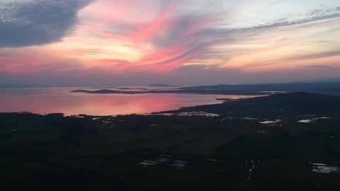 Back drone shoot of lake and sunset Video stock 150298780